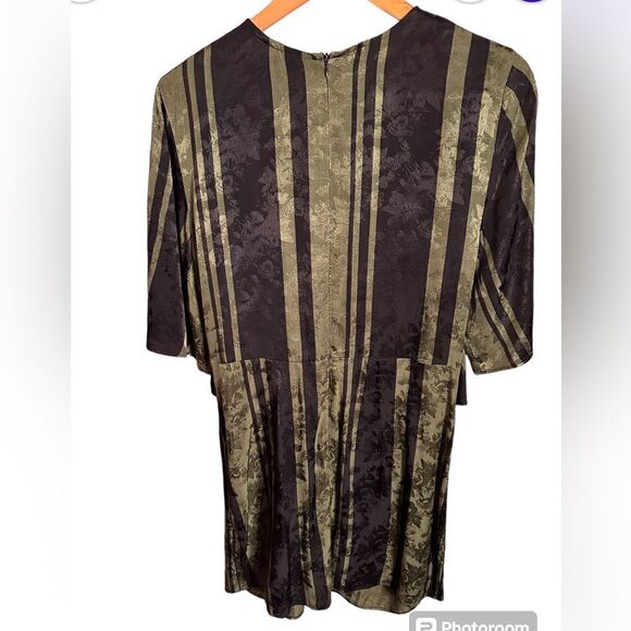 Zara black and green satin tie knot dress - Picture 5 of 5